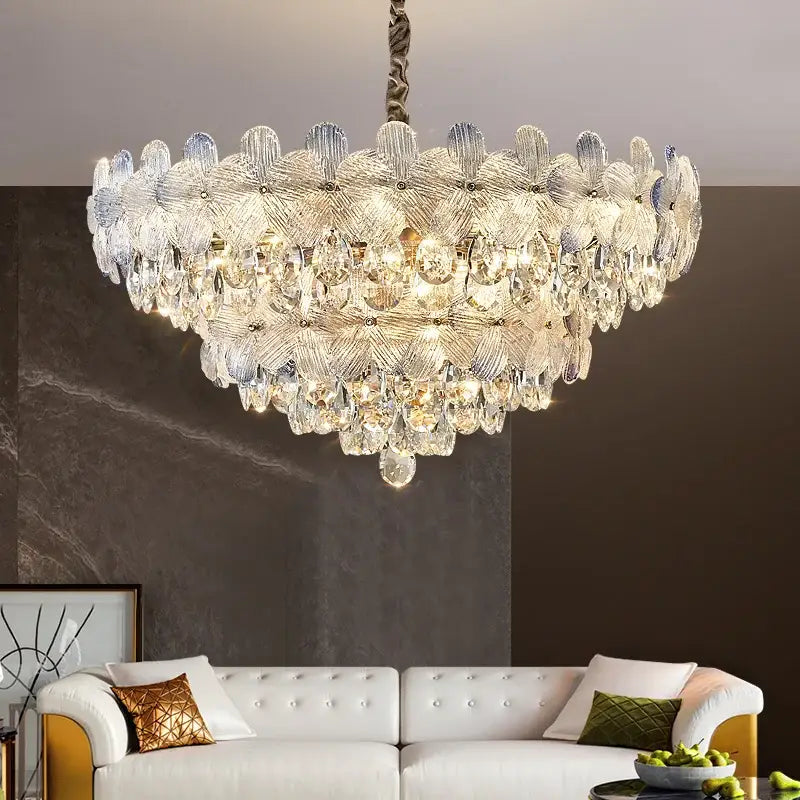 French cream petal decorbites crystal chandelier for living room