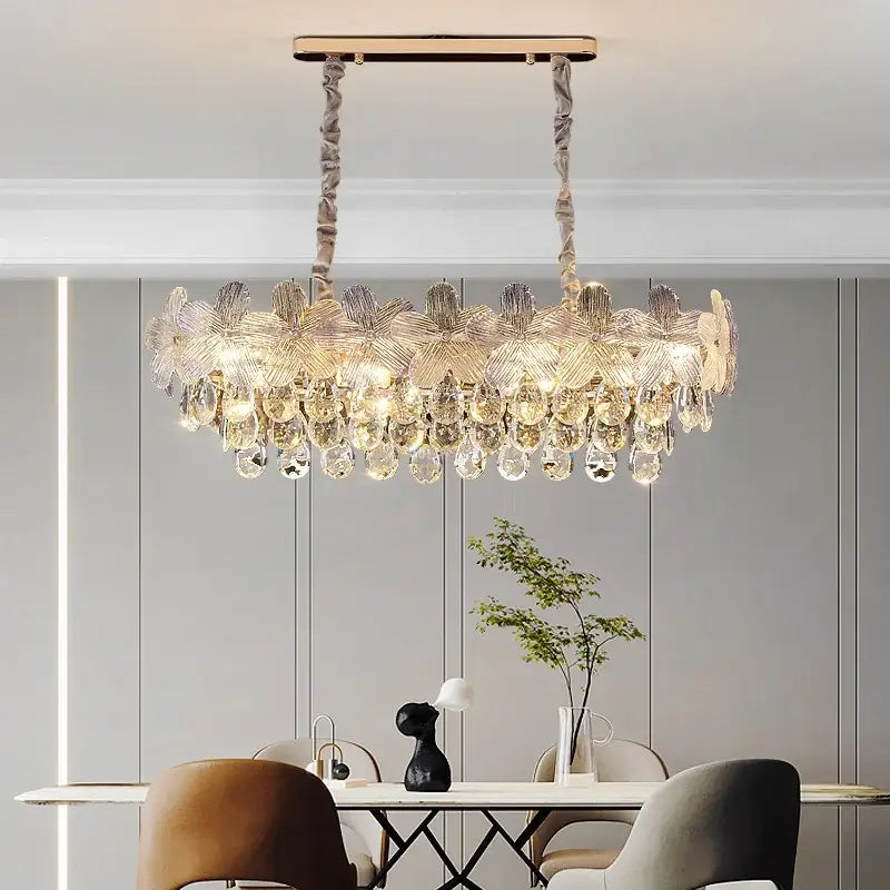 French cream petal decorbites crystal chandelier for living room