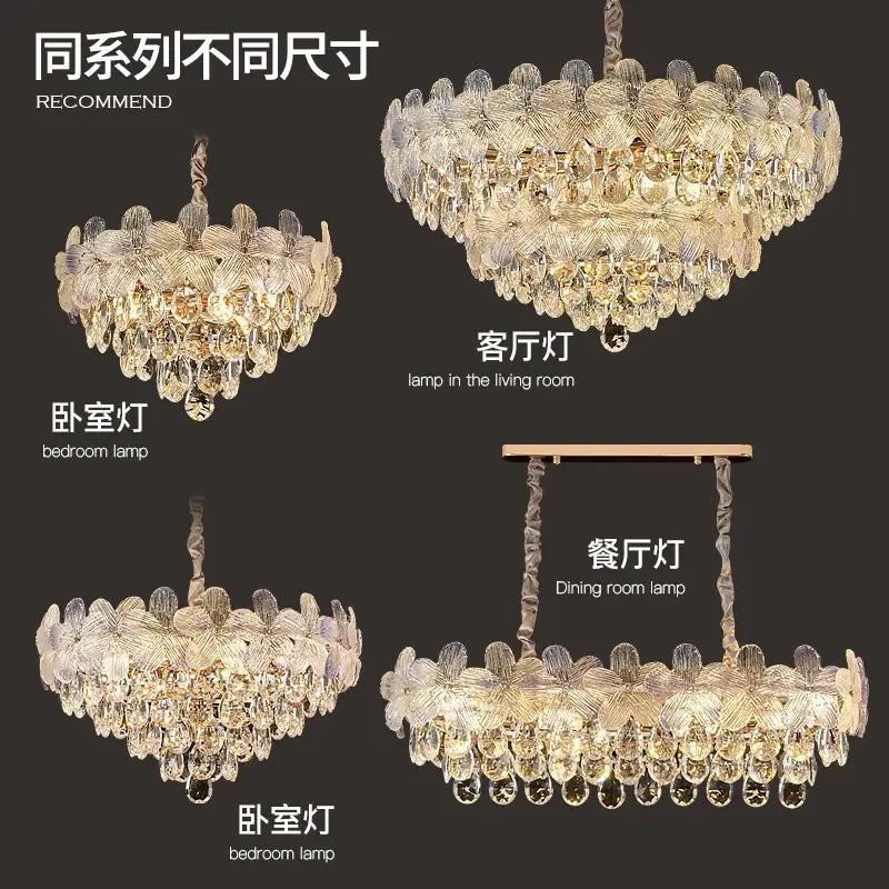 French cream petal decorbites crystal chandelier for living room