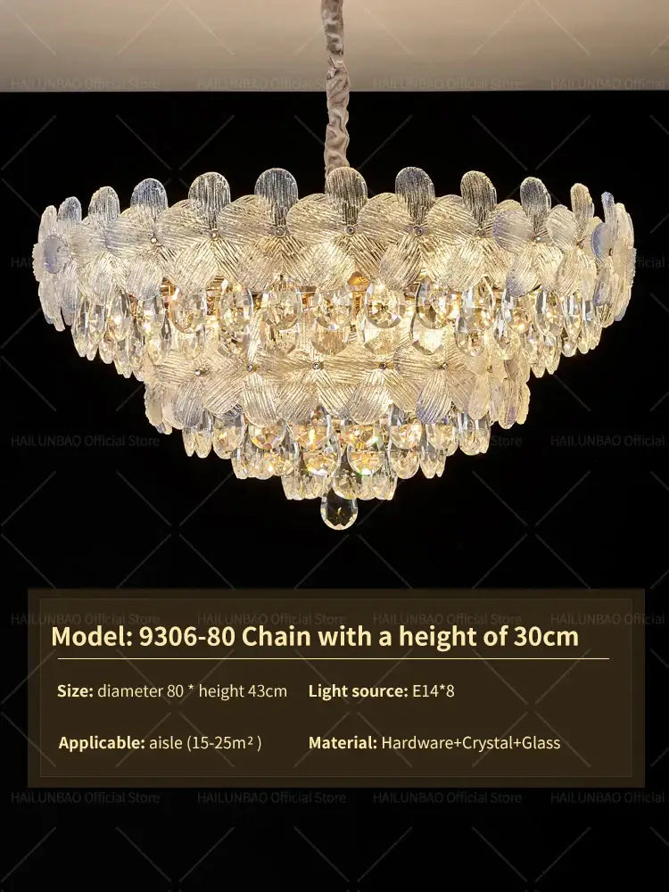 French cream petal decorbites crystal chandelier for living room