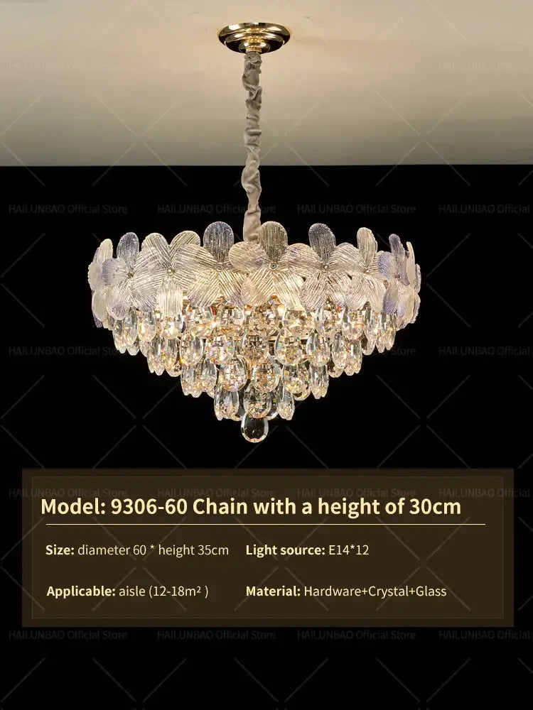 French cream petal decorbites crystal chandelier for living room