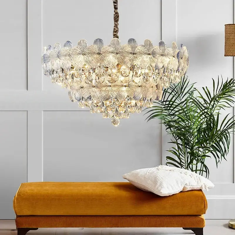 French cream petal decorbites crystal chandelier for living room
