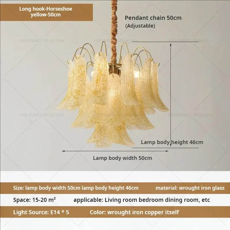 French light luxury pastel glass crystal chandelier dining room