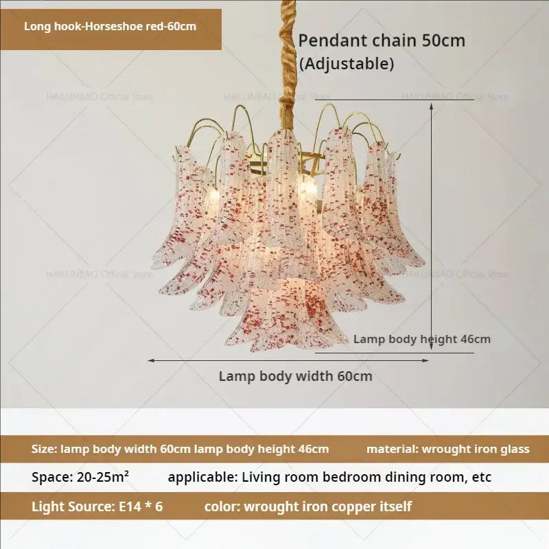 French light luxury pastel glass crystal chandelier dining room