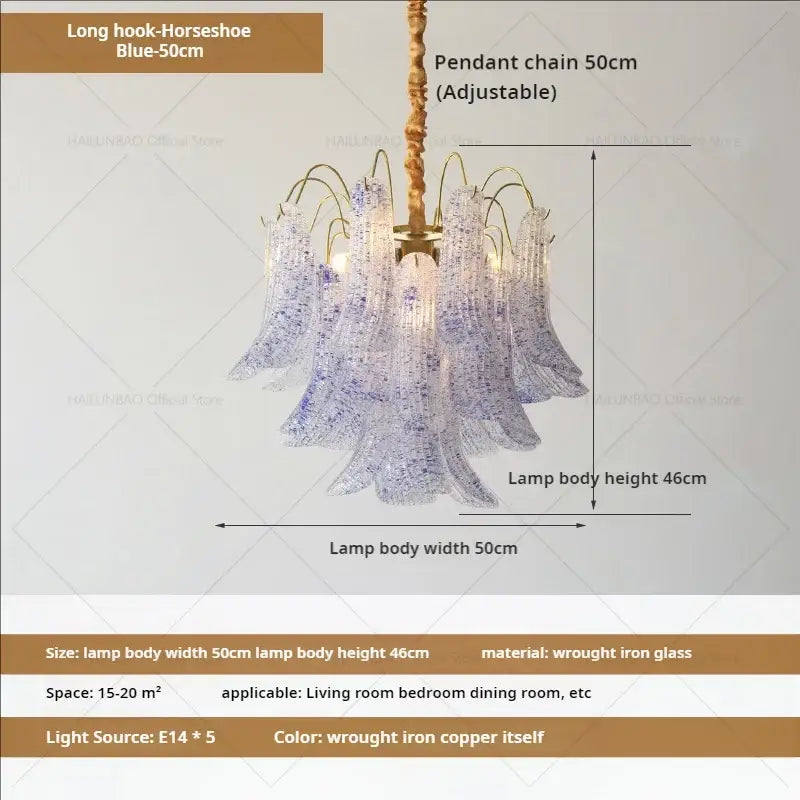 French light luxury pastel glass crystal chandelier dining room