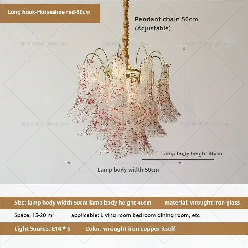 French light luxury pastel glass crystal chandelier dining room