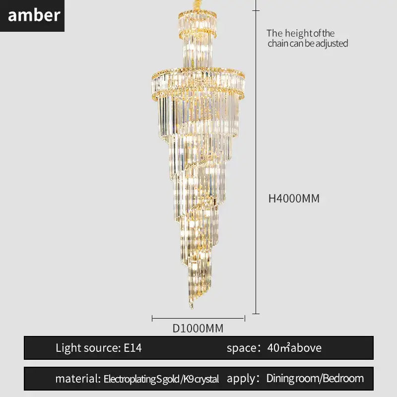 French gold decorbites crystal chandelier dining room cascading light