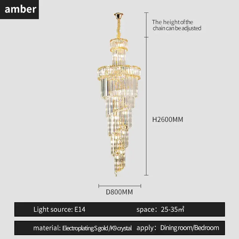 French gold decorbites crystal chandelier dining room cascading light