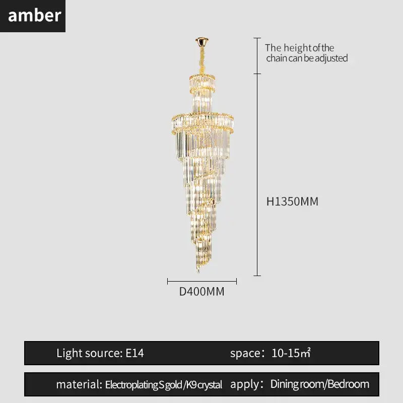 French gold decorbites crystal chandelier dining room cascading light