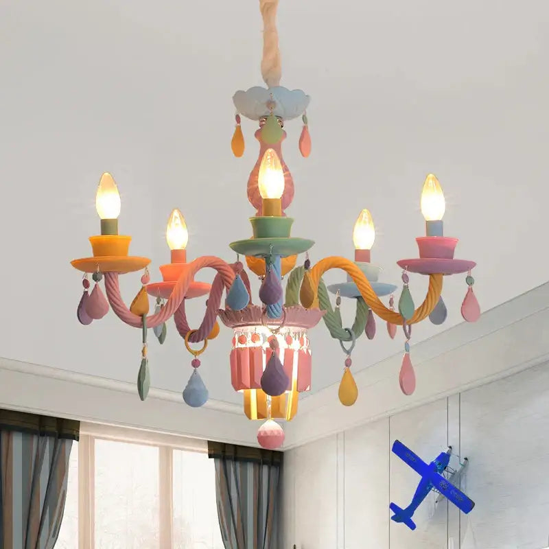 Pastel decorbites crystal chandelier for girl bedroom lighting