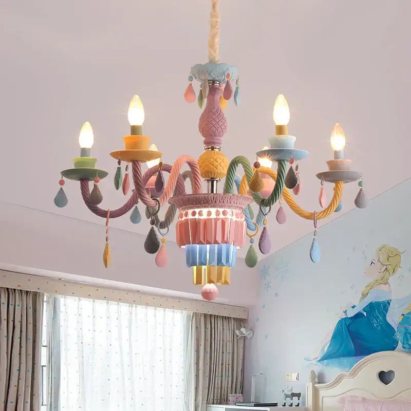 Pastel decorbites crystal chandelier for girl bedroom lighting