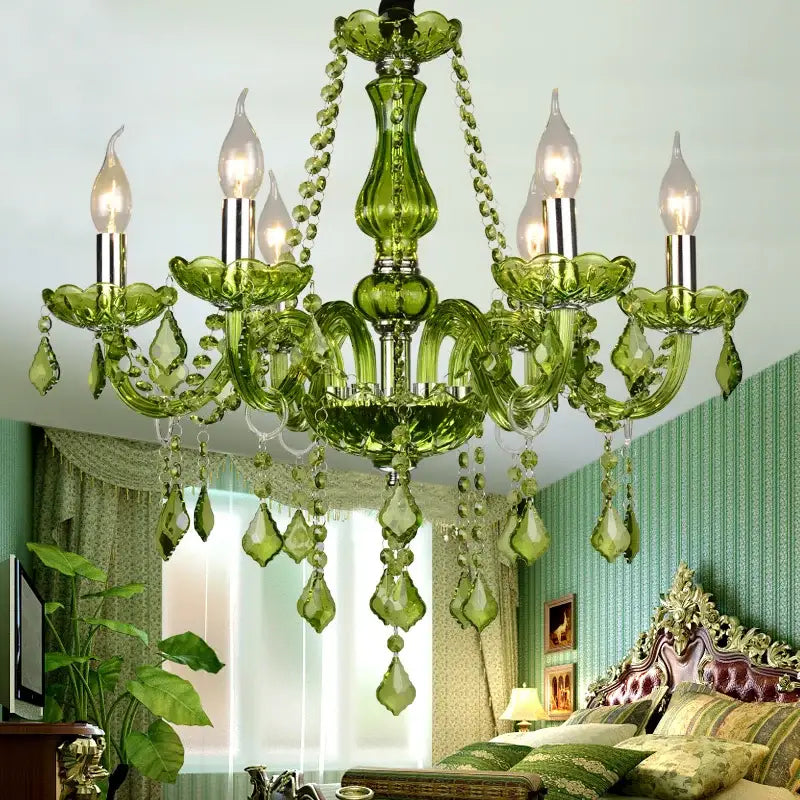 Glamorous emerald green decorbites crystal chandelier for bedroom