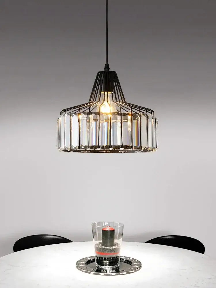 Modern black & gold crystal chandelier living room pendant light