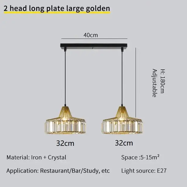 Modern black & gold crystal chandelier living room pendant light