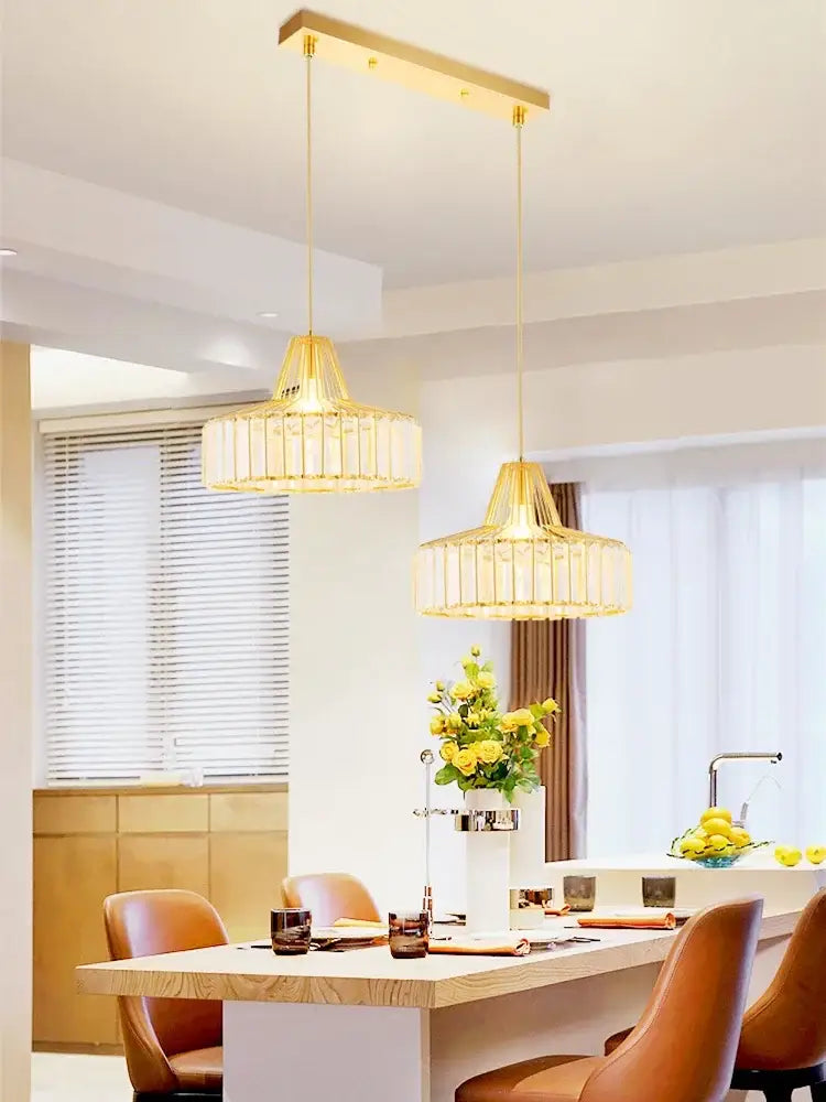 Modern black & gold crystal chandelier living room pendant light