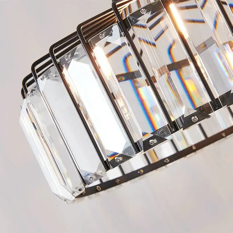 Modern black & gold crystal chandelier living room pendant light
