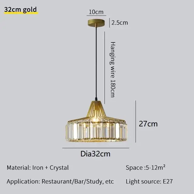 Modern black & gold crystal chandelier living room pendant light