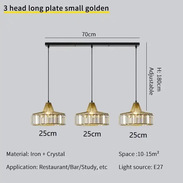Modern black & gold crystal chandelier living room pendant light
