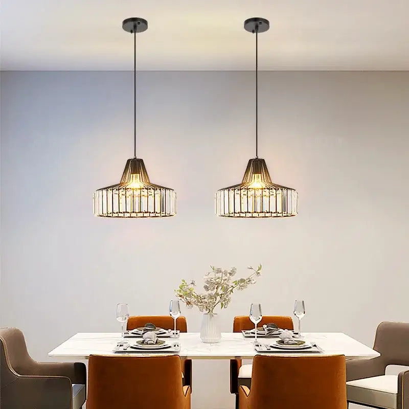 Modern black & gold crystal chandelier living room pendant light