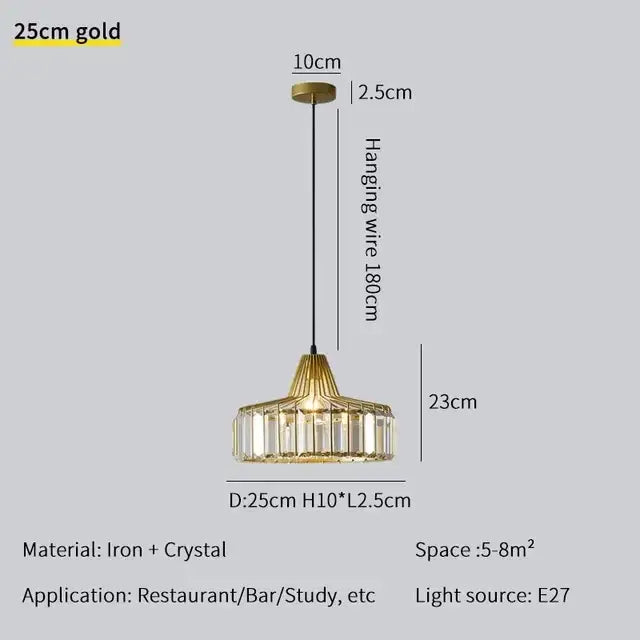 Modern black & gold crystal chandelier living room pendant light