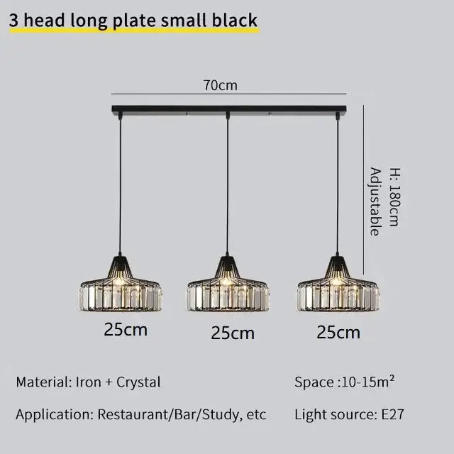 Modern black & gold crystal chandelier living room pendant light