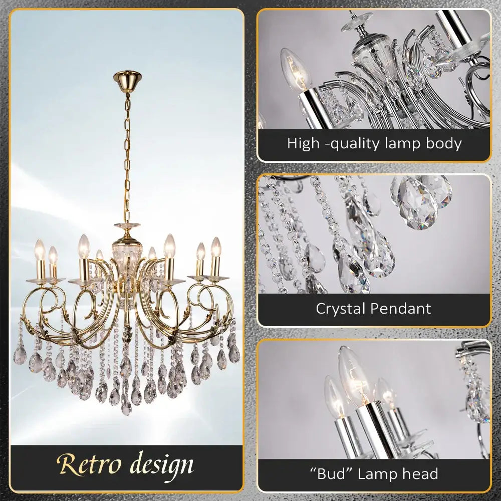 Luxury gold decorbites crystal chandelier for dining room lighting