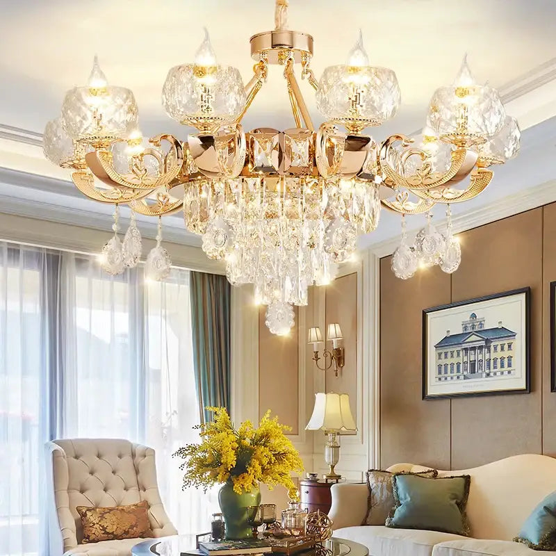 European gold decorbites crystal chandelier living room light