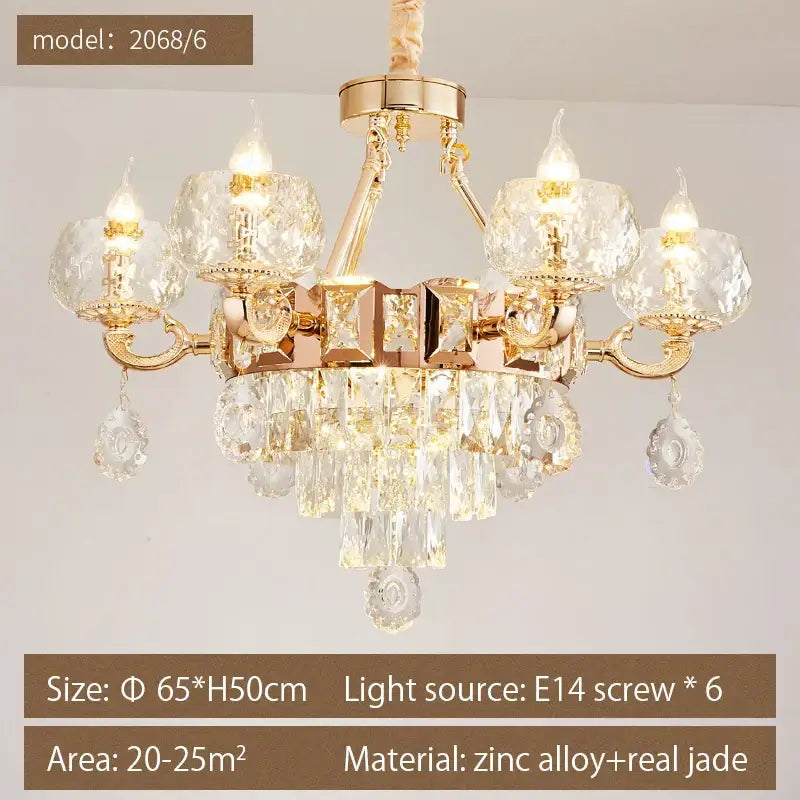 European gold decorbites crystal chandelier living room light