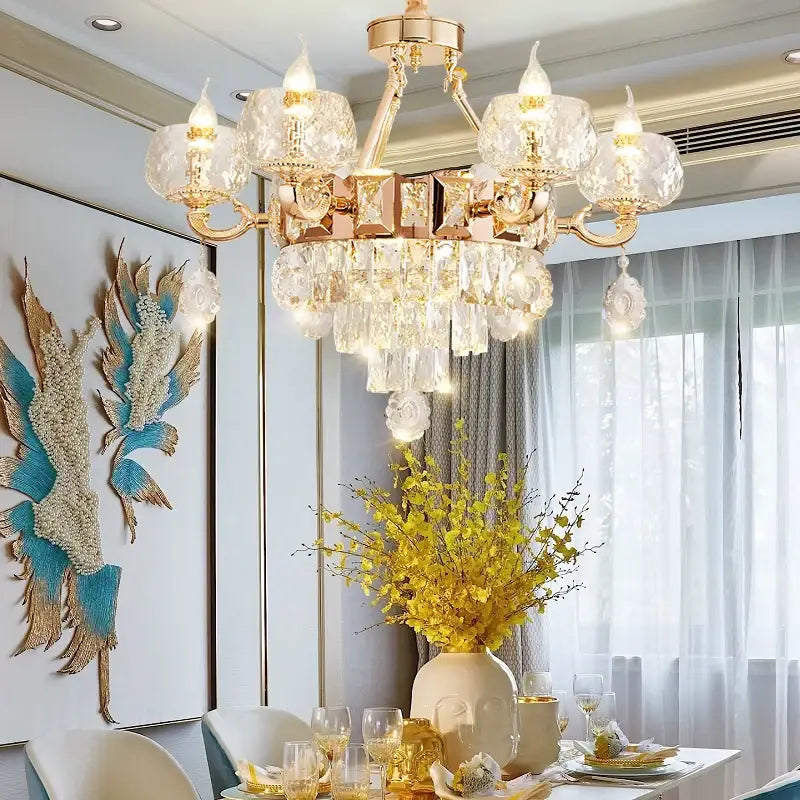 European gold decorbites crystal chandelier living room light