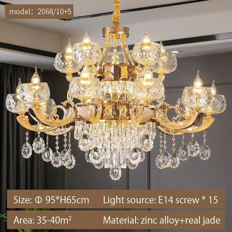 European gold decorbites crystal chandelier living room light