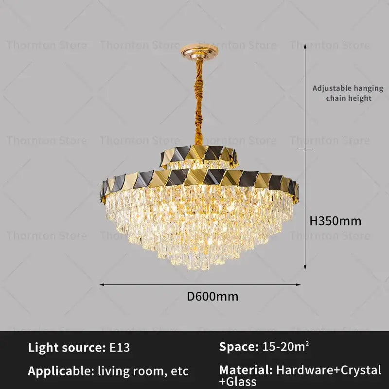 Modern gold & black decorbites crystal chandelier living room light