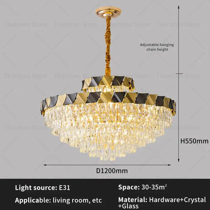 Modern gold & black decorbites crystal chandelier living room light