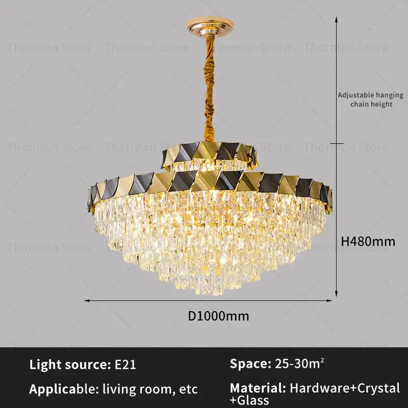 Modern gold & black decorbites crystal chandelier living room light