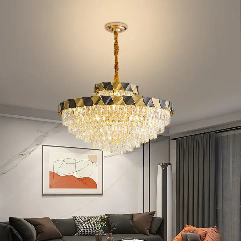 Modern gold & black decorbites crystal chandelier living room light