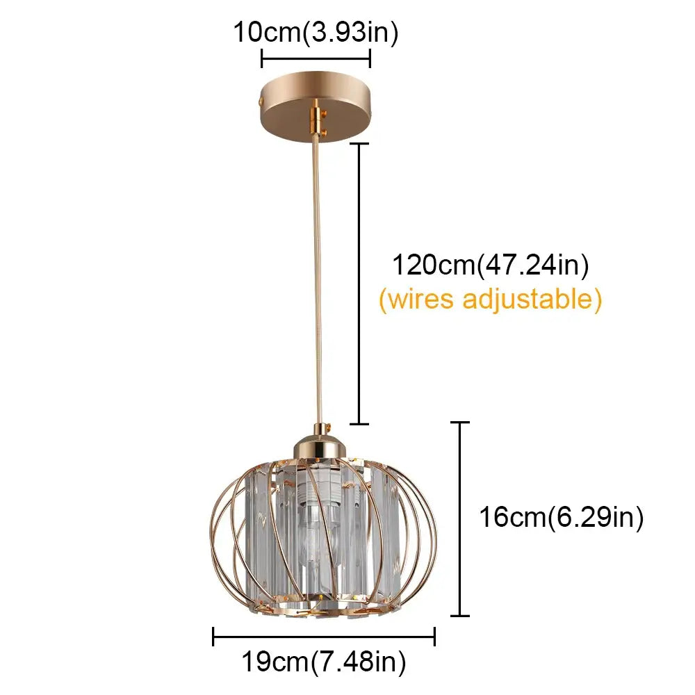Modern gold crystal cage pendant light fixture for dining room