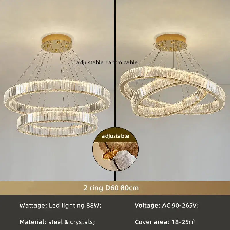 Modern gold spiral crystal chandelier staircase pendant light