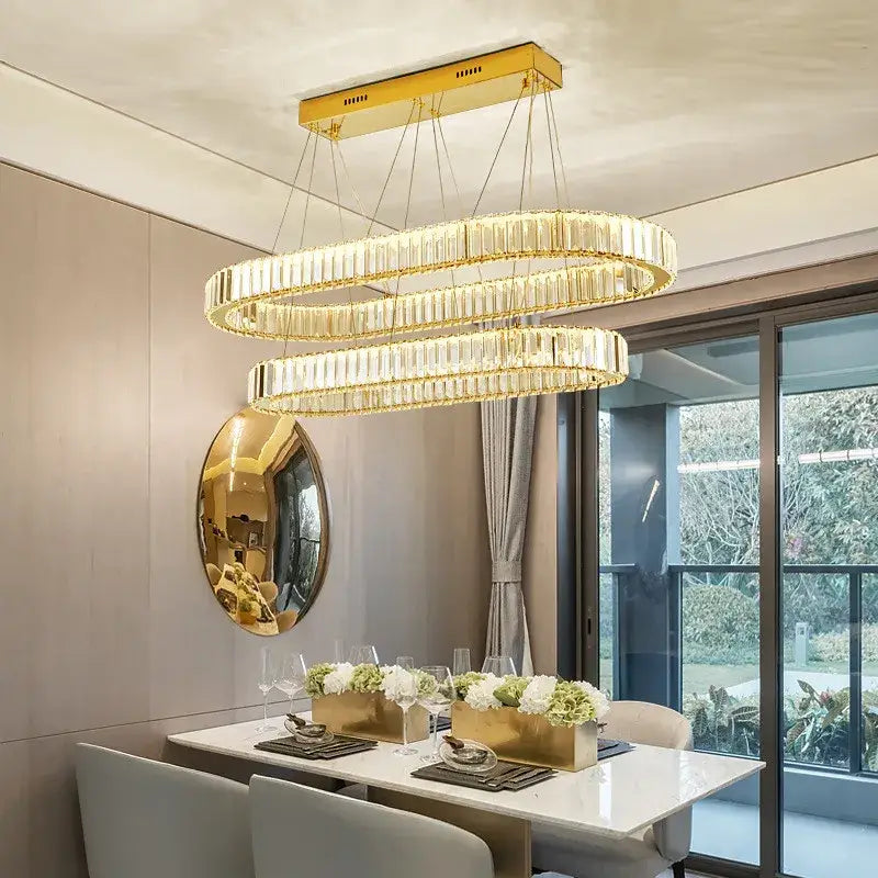 Modern gold spiral crystal chandelier staircase pendant light