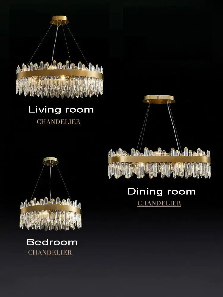 Modern gold oval crystal chandelier led dining room light