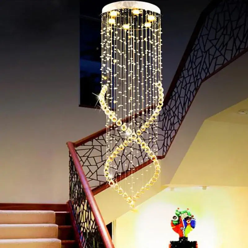 Luxurious cascading glass crystal chandelier for villa hall stairs