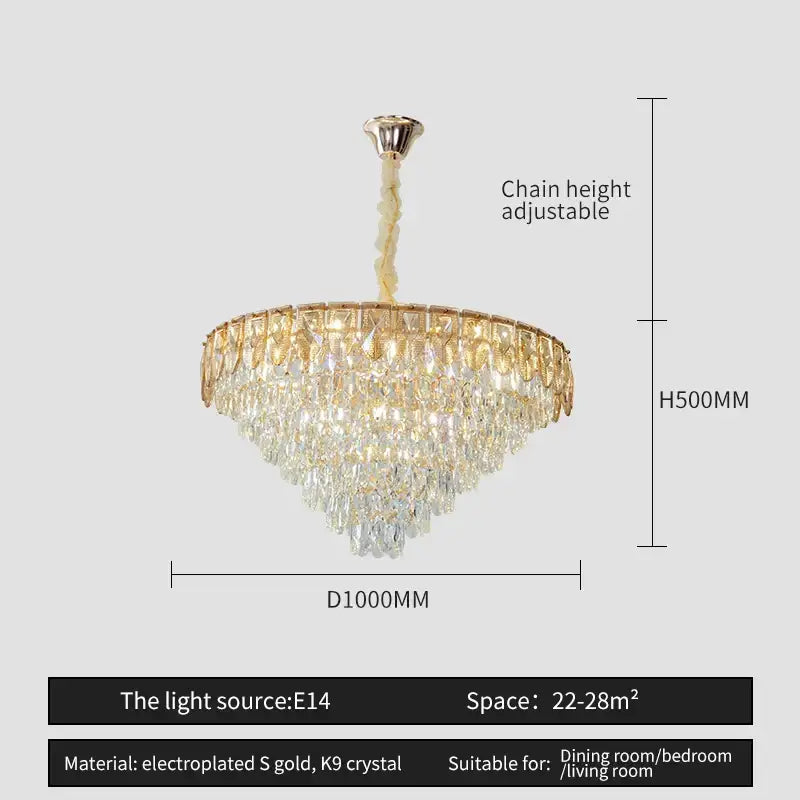 Luxury blue & gold tiered decorbites crystal chandelier living room