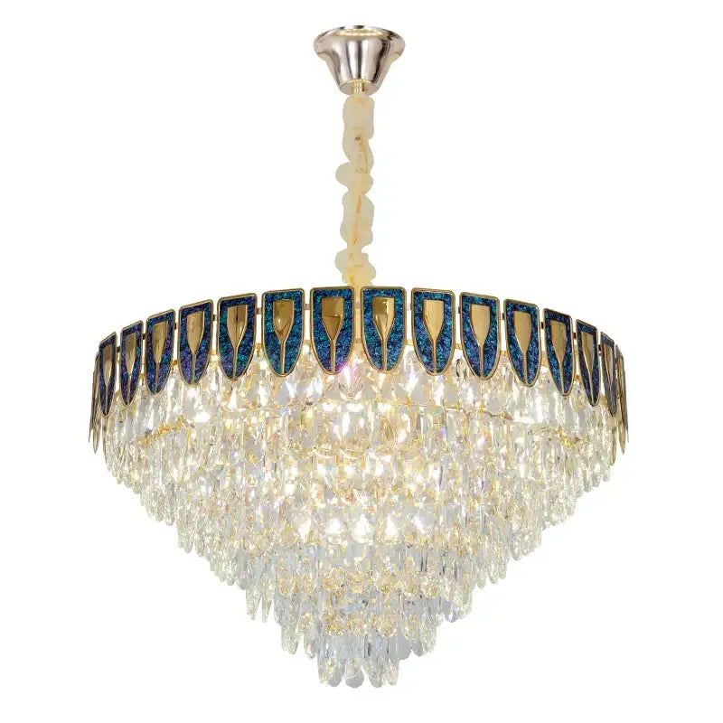 Luxury blue & gold tiered decorbites crystal chandelier living room