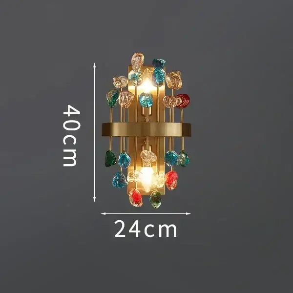 Multicolor crystal chandelier gold lighting fixture for dining room