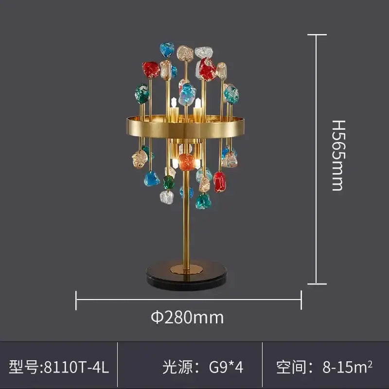 Multicolor crystal chandelier gold lighting fixture for dining room