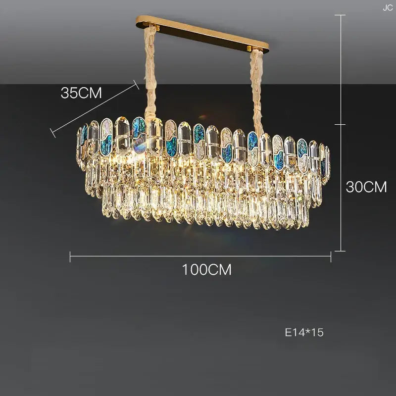 Gold and blue crystal chandelier led living room lighting