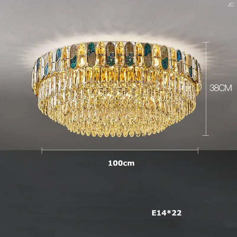 Gold and blue crystal chandelier led living room lighting