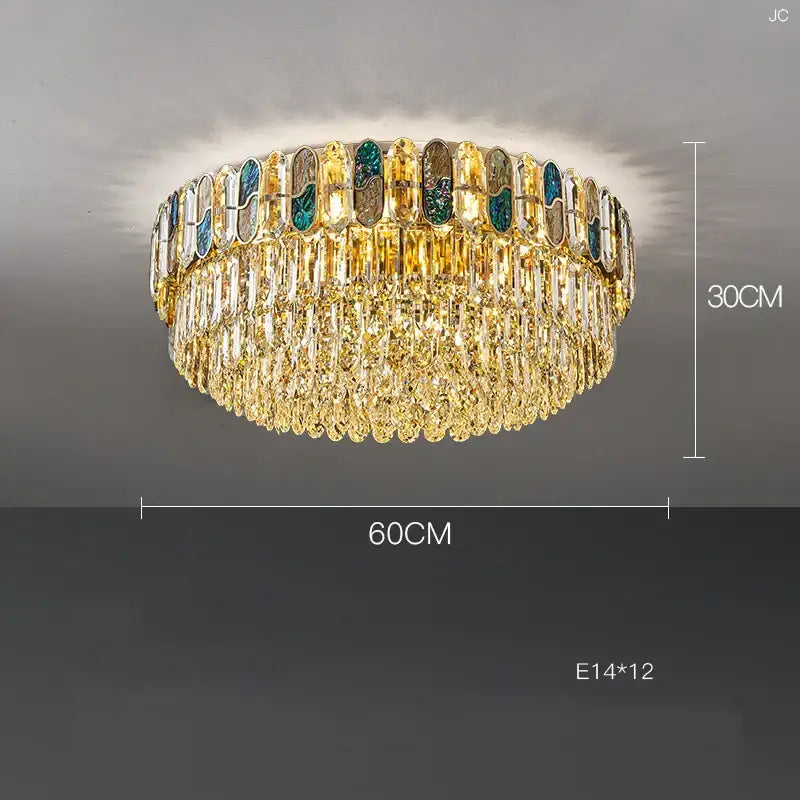 Gold and blue crystal chandelier led living room lighting