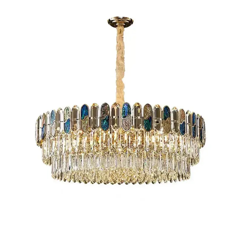 Gold and blue crystal chandelier led living room lighting