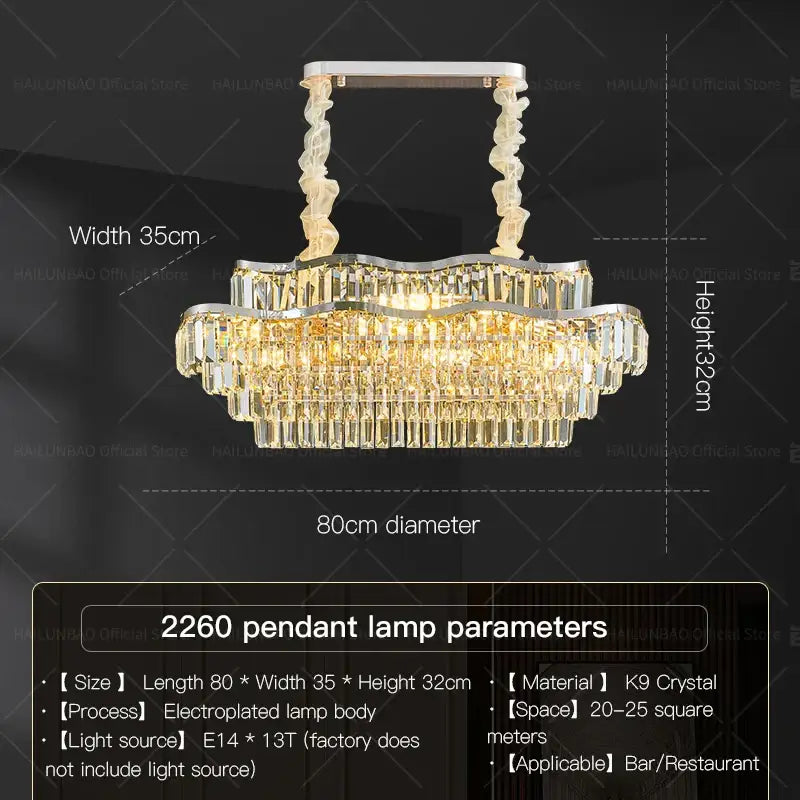 Decorbites crystal chandelier golden layered light for living room