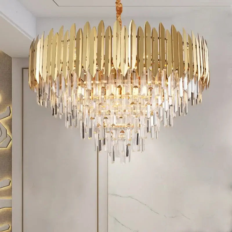 Modern gold tiered decorbites crystal chandelier living room pendant light