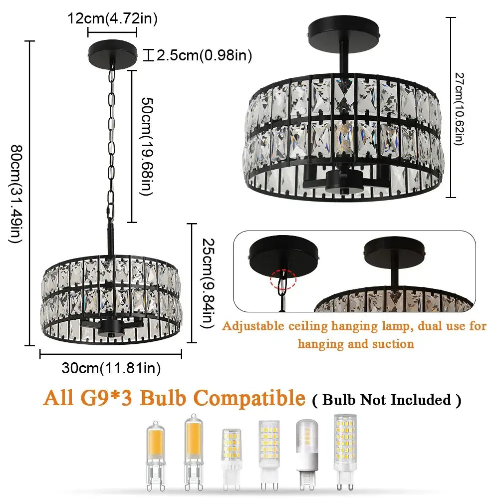 Modern gold tiered crystal chandelier led pendant light dining room